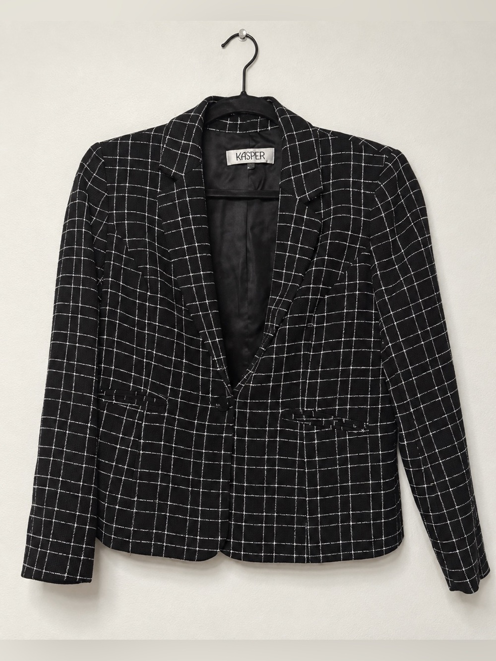 Kasper Black & White Checkered Blazer